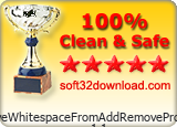 RemoveWhitespaceFromAddRemovePrograms 1.1 Clean & Safe award